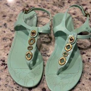 Coach Phila Mint Sandals with Gold Details